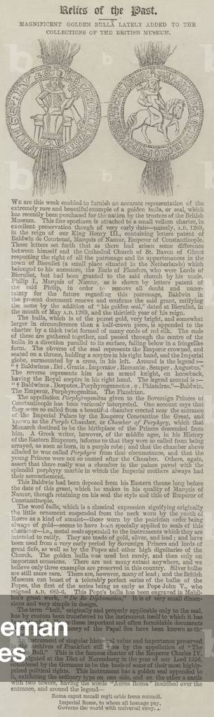 Magnificent Golden Bulla lately added to the Collections of the British Museum (engraving)