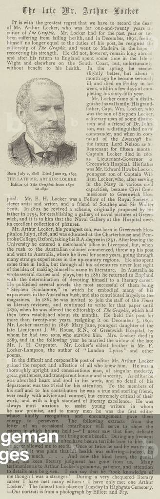 The Late Mr Arthur Locker (engraving)