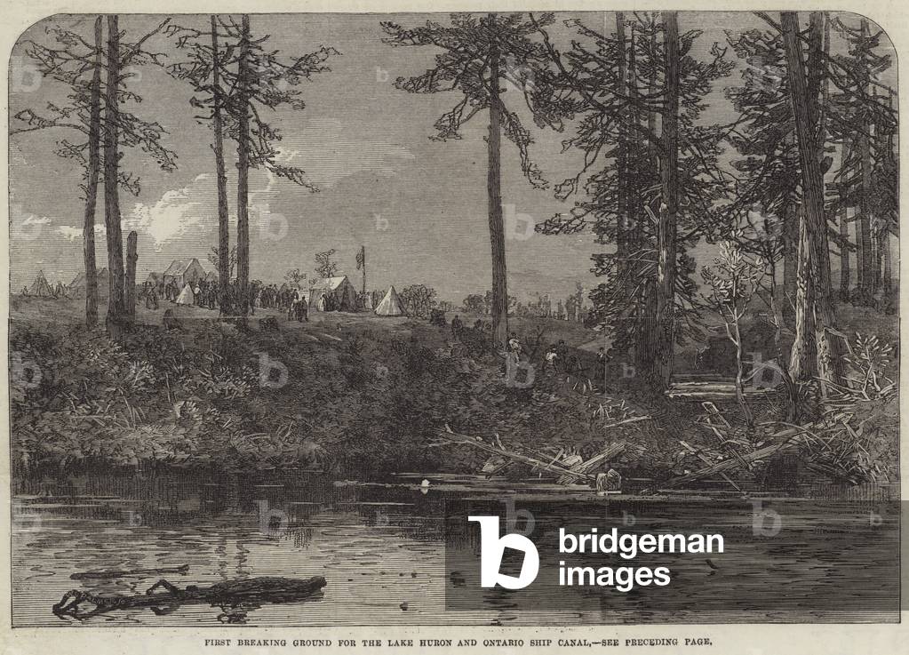 First Breaking Ground for the Lake Huron and Ontario Ship Canal (engraving)