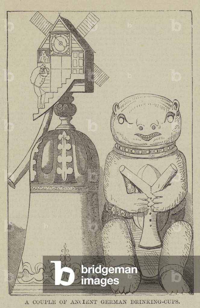 A Couple of Ancient German Drinking-Cups (engraving)