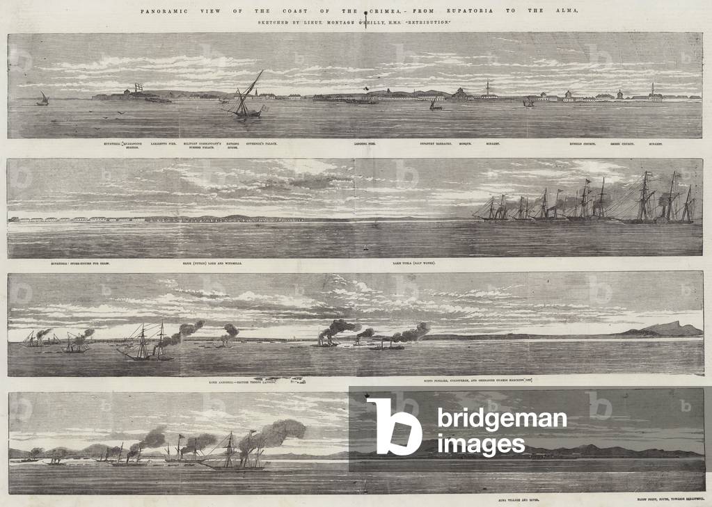 Panoramic View of the Coast of the Crimea, from Eupatoria to the Alma (engraving)