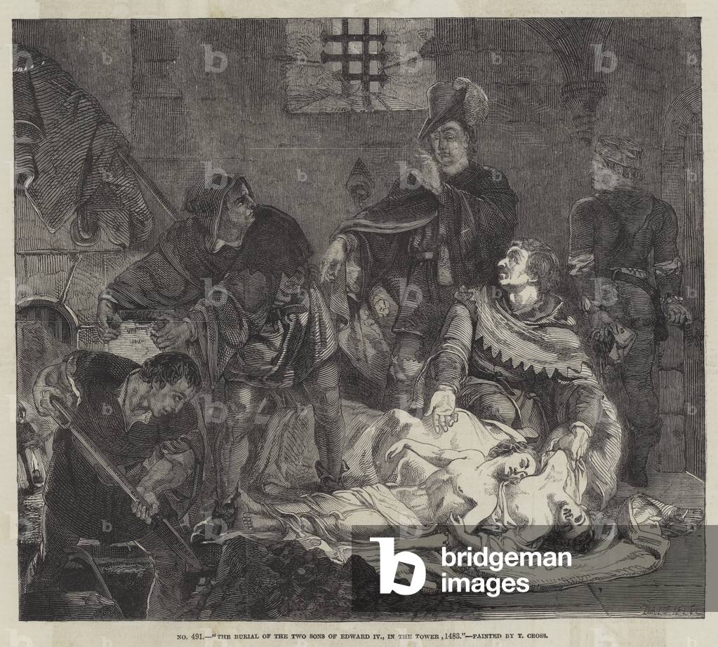 The Burial of the Two Sons of Edward IV, in the Tower, 1483 (engraving)