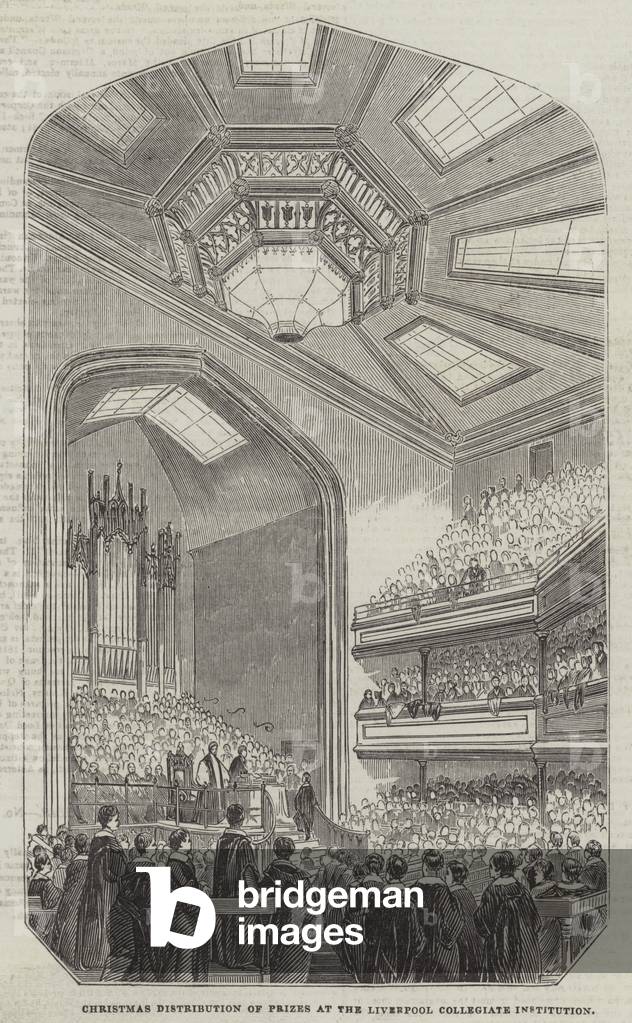 Christmas Distribution of Prizes at the Liverpool Collegiate Institution (engraving)
