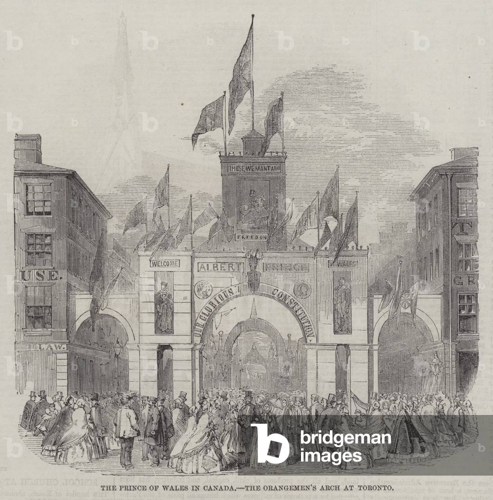 The Prince of Wales in Canada, the Orangemen's Arch at Toronto (engraving)
