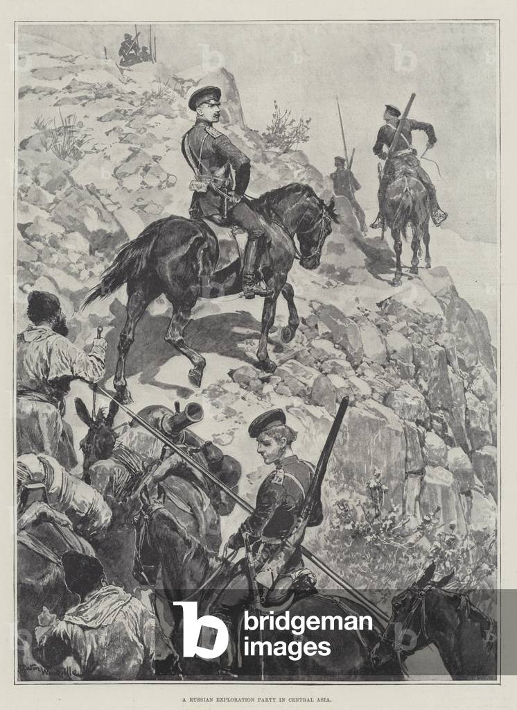 A Russian Exploration Party in Central Asia (litho)
