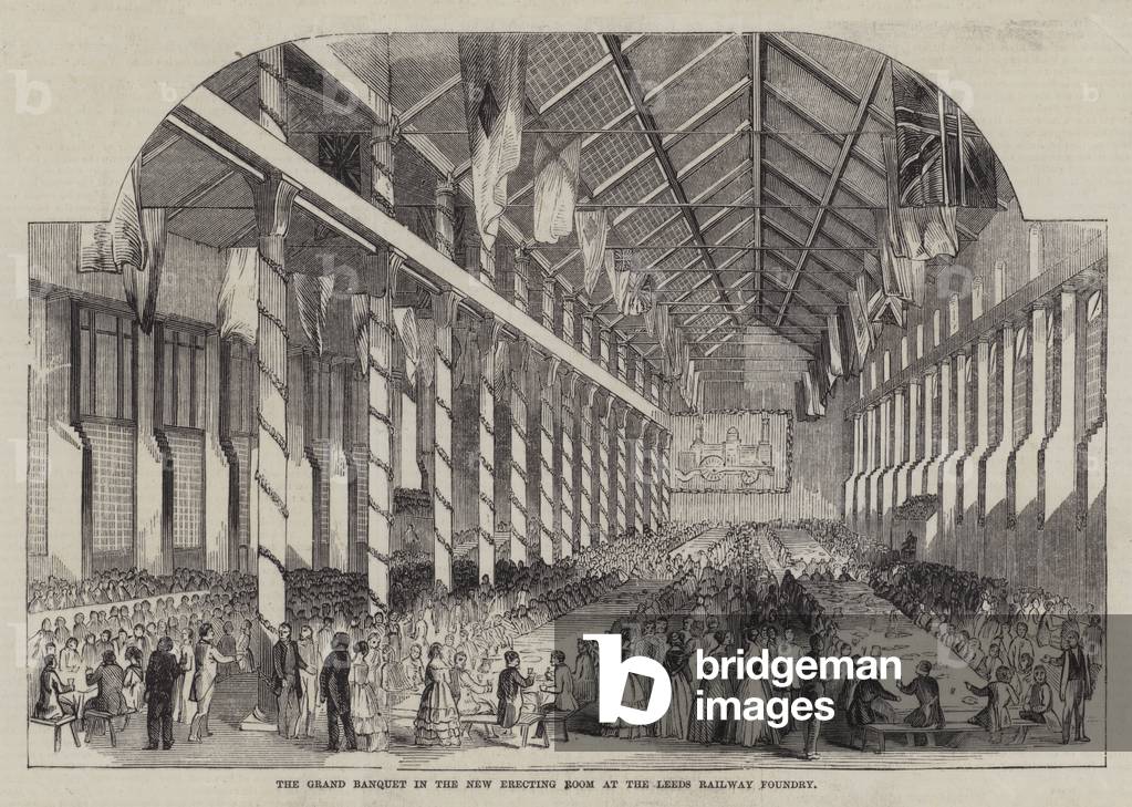 The Grand Banquet in the New Erecting Room at the Leeds Railway Foundry (engraving)