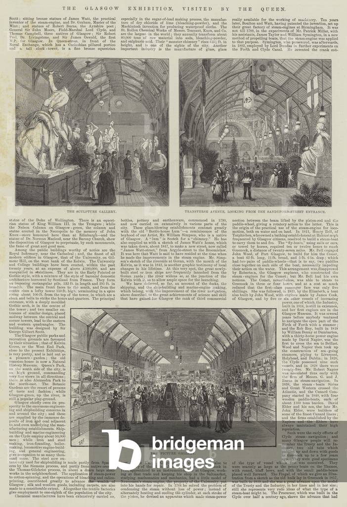 The Glasgow Exhibition, visited by the Queen (engraving)