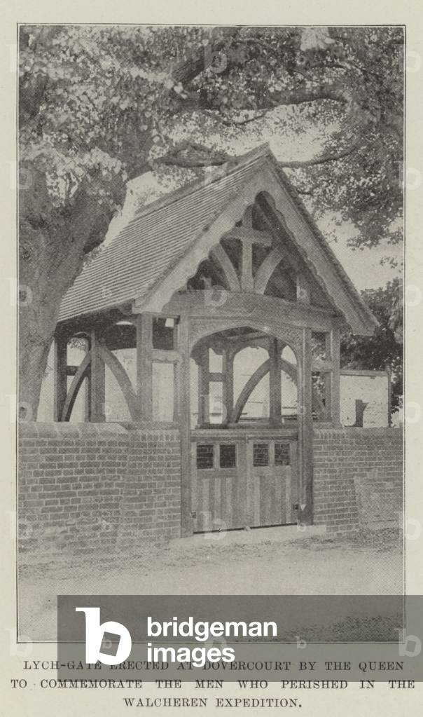 Lych-Gate erected at Dovercourt by the Queen to commemorate the Men who perished in the Walcheren Expedition (b/w photo)