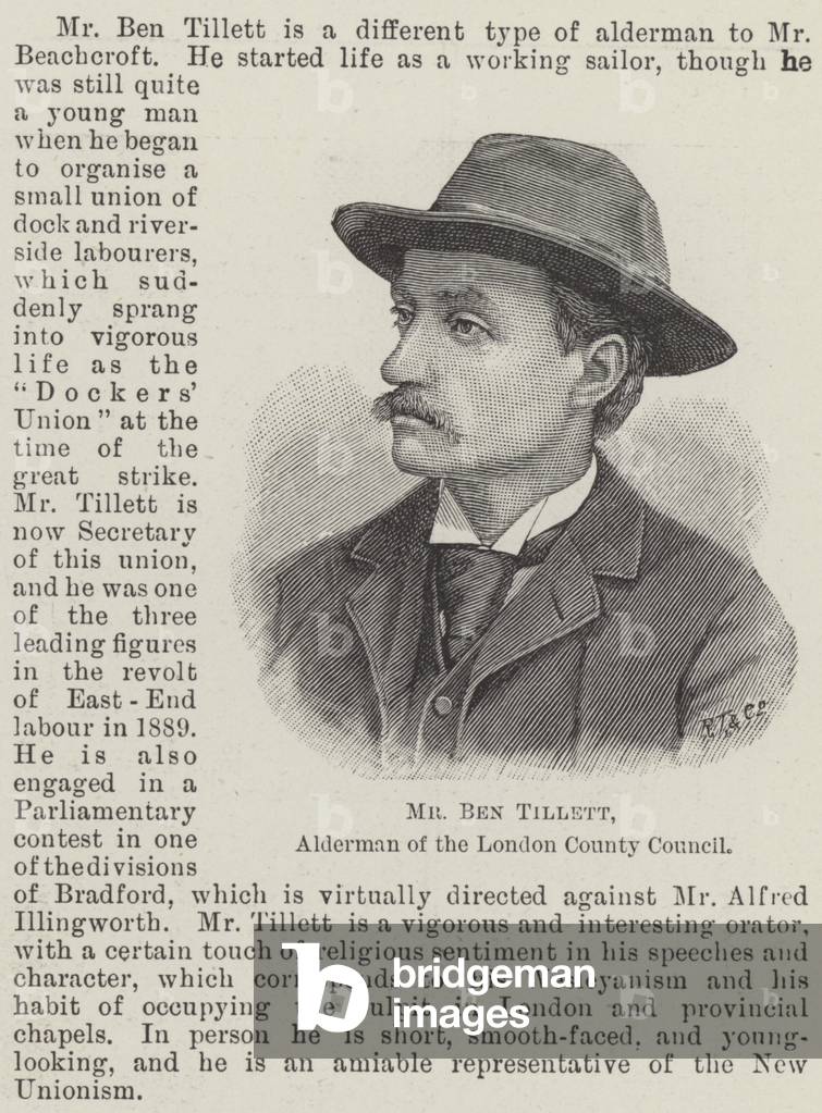 Mr Ben Tillett, Alderman of the London County Council (engraving)