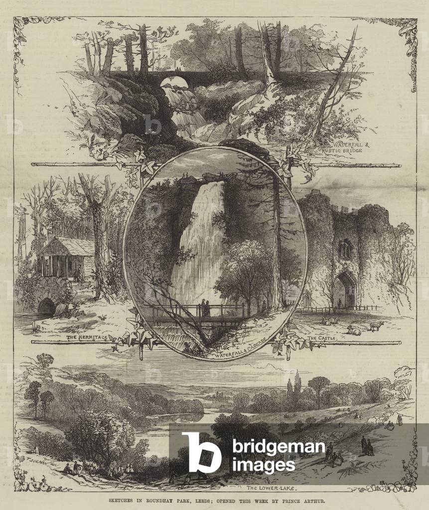 Sketches in Roundhay Park, Leeds, opened this Week by Prince Arthur (engraving)