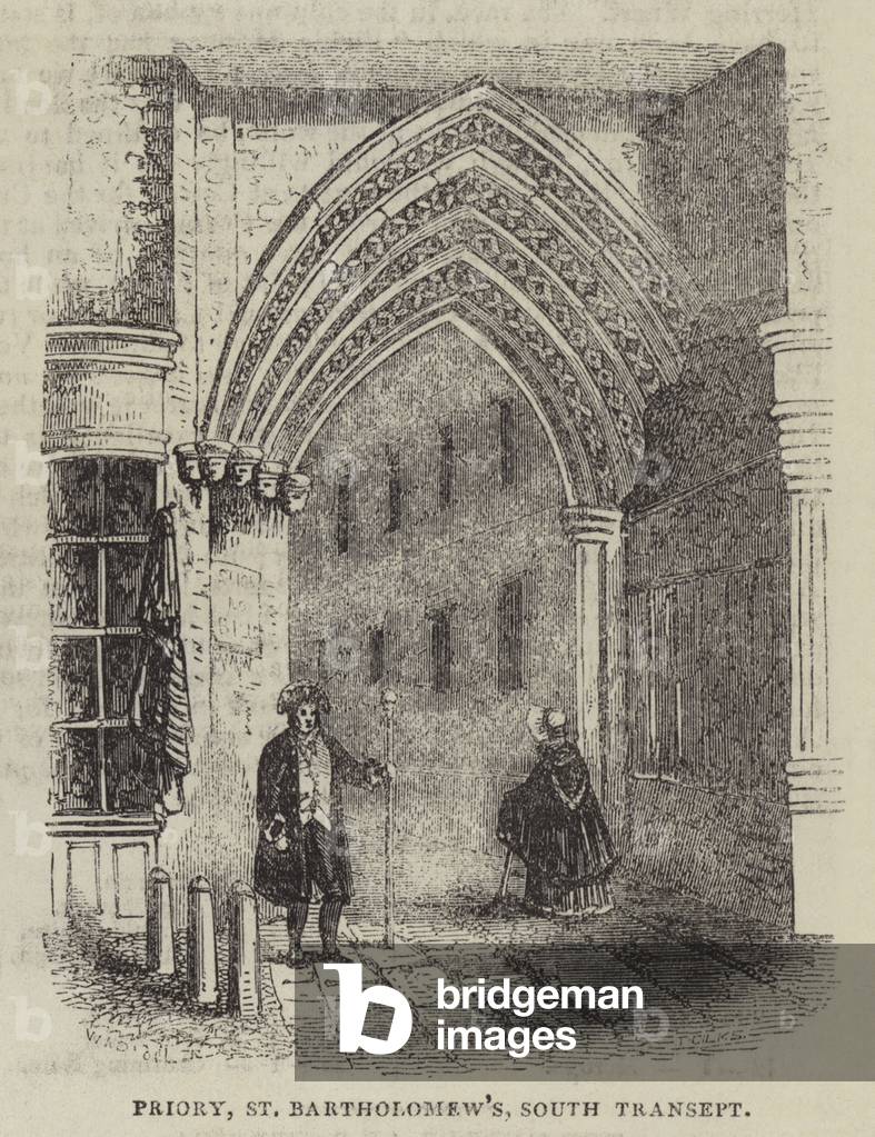 Priory, St Bartholomew's, South Transept (engraving)