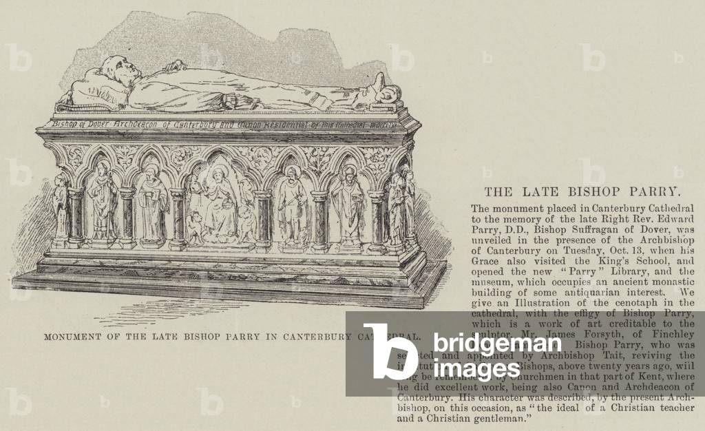 Monument of the late Bishop Parry in Canterbury Cathedral (engraving)