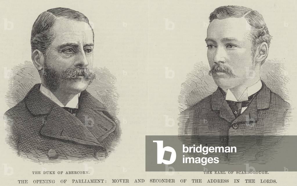 The Opening of Parliament, Mover and Seconder of the Address in the Lords (engraving)