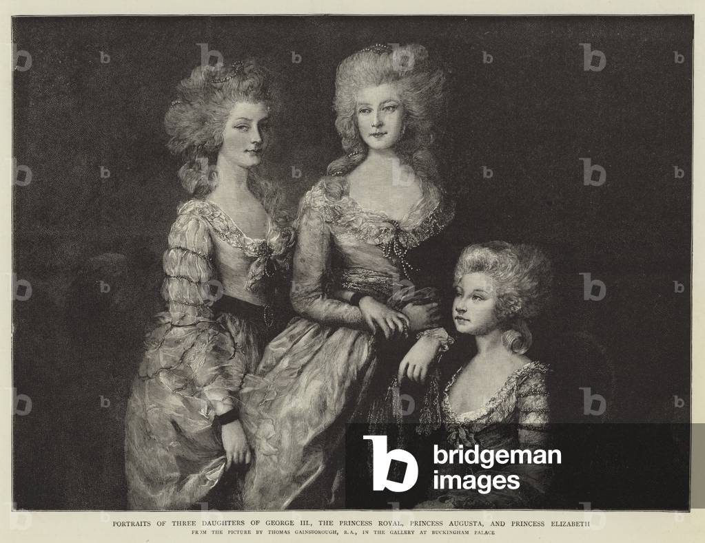 Portraits of Three Daughters of George III, the Princess Royal, Princess Augusta, and Princess Elizabeth (engraving)
