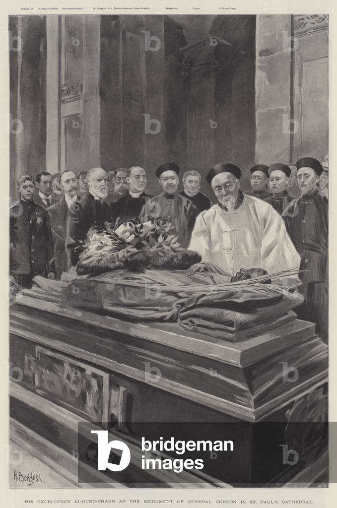His Excellency Li-Hung-Chang at the Monument of General Gordon in St Paul's Cathedral (litho)