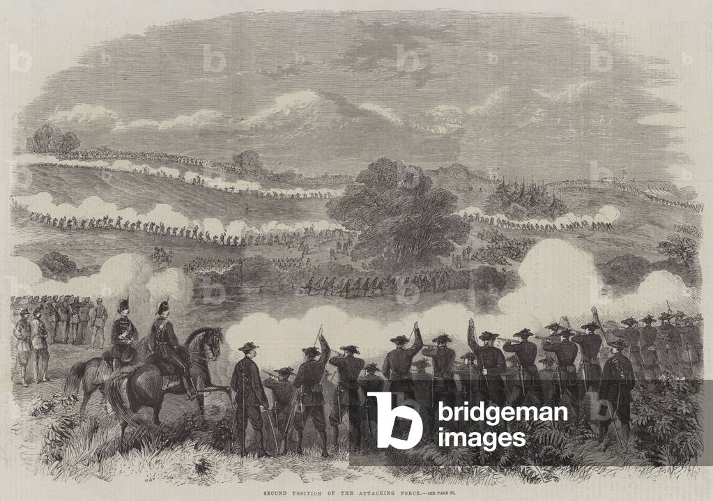 The Volunteer Sham Fight in Camden Park, Second Position of the Attacking Force (engraving)
