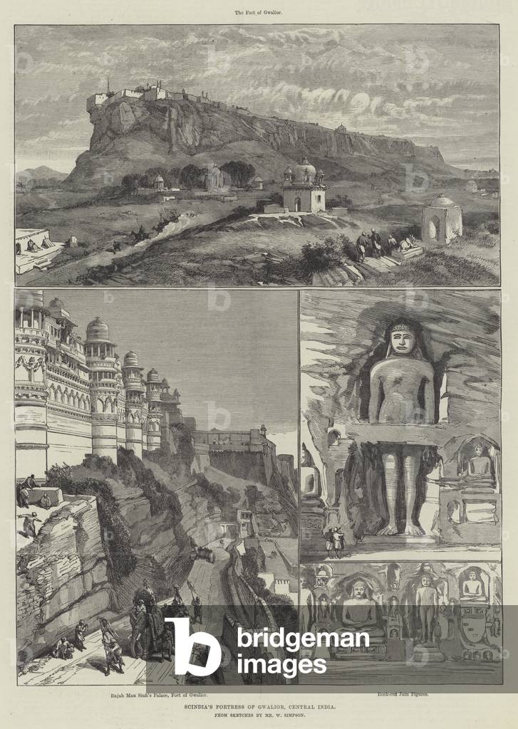 Scindia's Fortress of Gwalior, Central India (engraving)