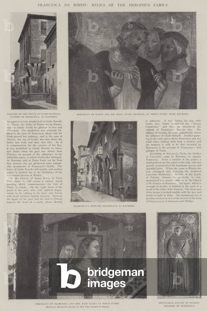 Francesca da Rimini, Relics of the Heroine's Family (b/w photo)