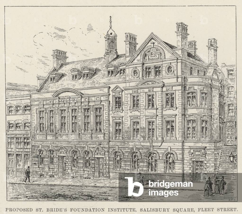 Proposed St Bride's Foundation Institute, Salisbury Square, Fleet Street (engraving)