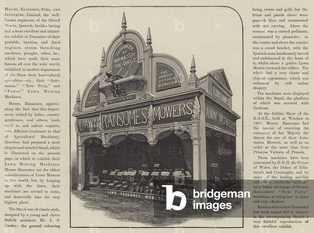 Advertisement, Messers Ransomes' Lawn Mowers (engraving)