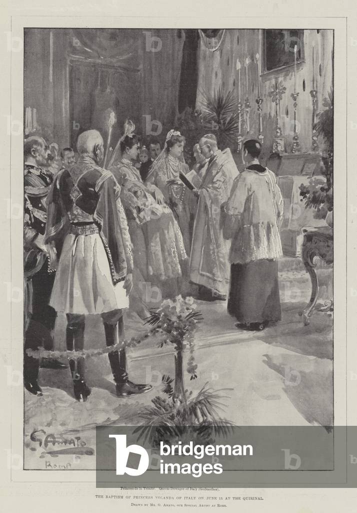 The Baptism of Princess Yolanda of Italy on 15 June at the Quirinal (litho)