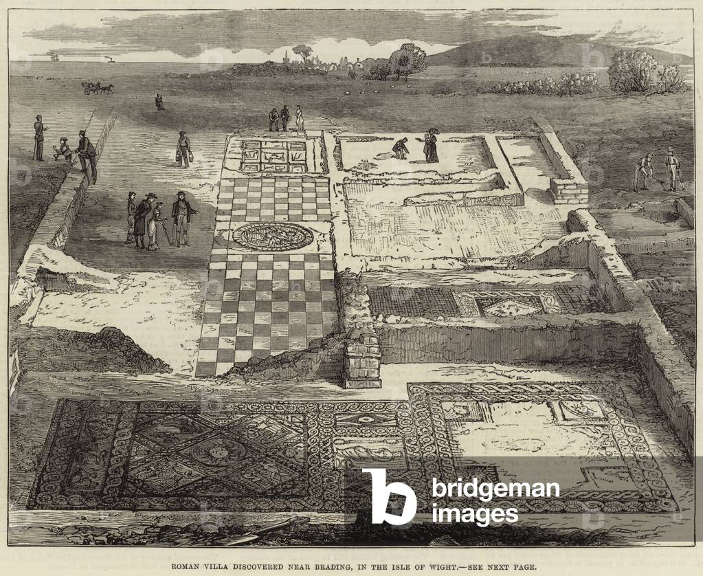 Roman Villa discovered near Brading, in the Isle of Wight (engraving)