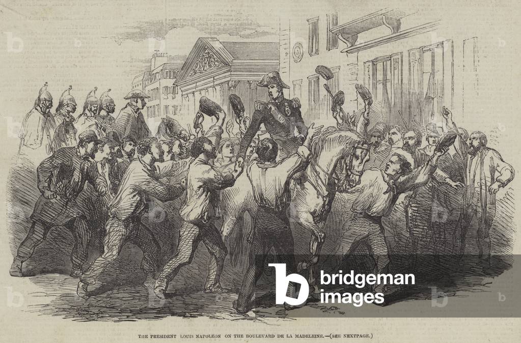 The President Louis Napoleon on the Boulevard de la Madeleine (engraving)
