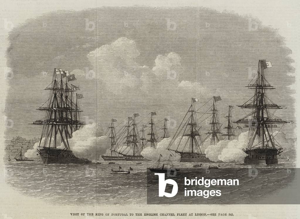 Visit of the King of Portugal to the English Channel Fleet at Lisbon (engraving)