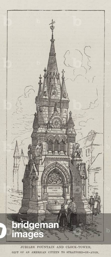 Jubilee Fountain and Clock-Tower, Gift of an American Citizen to Stratford-on-Avon (engraving)
