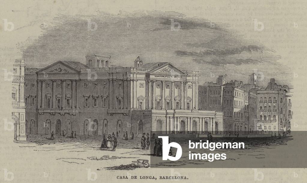 Casa De Longa, Barcelona, Spain (engraving)