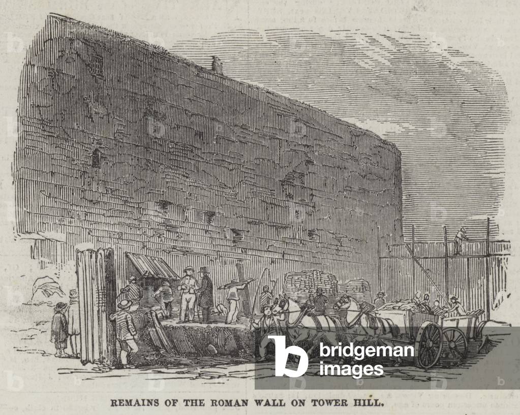 Remains of the Roman Wall on Tower Hill (engraving)