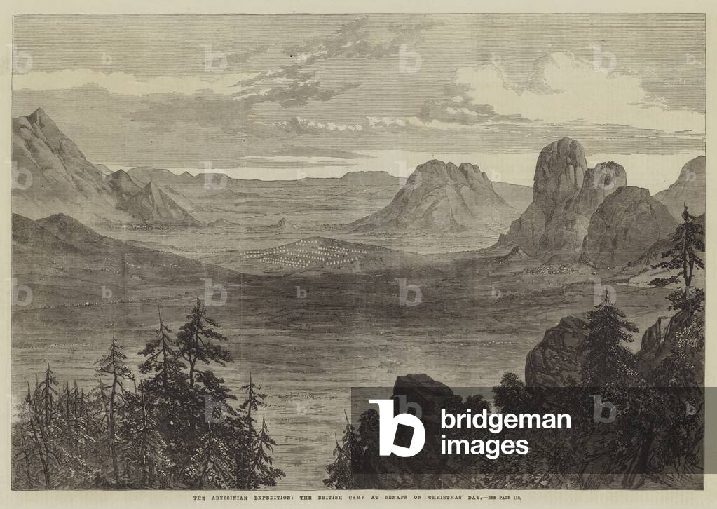 The Abyssinian Expedition, the British Camp at Senafe on Christmas Day (engraving)