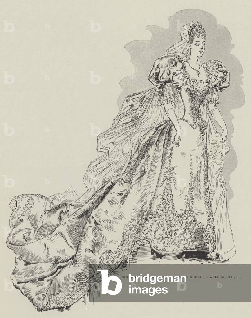The Royal Wedding at Coburg, the Bride's Wedding Dress (engraving)