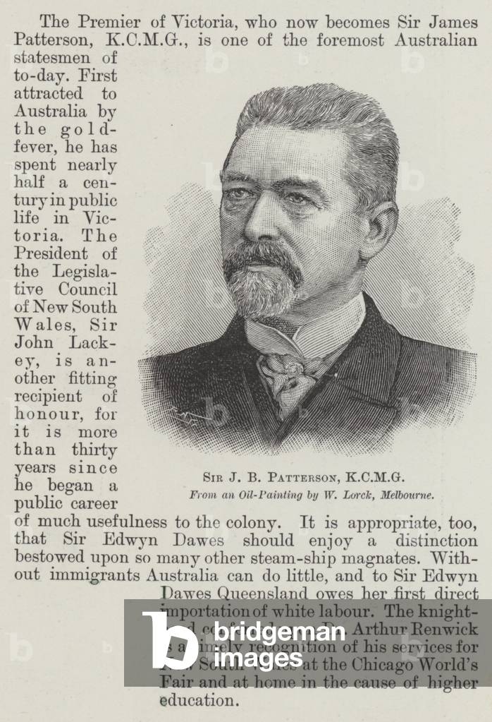 Sir J B Patterson, KCMG (engraving)