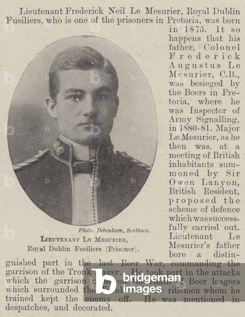 Lieutenant Le Mesurier, Royal Dublin Fusiliers (Prisoner) (b/w photo)