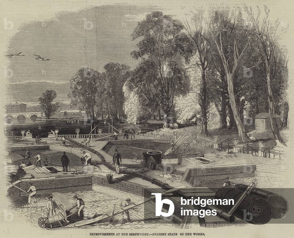Improvements at the Serpentine, Present State of the Works (engraving)