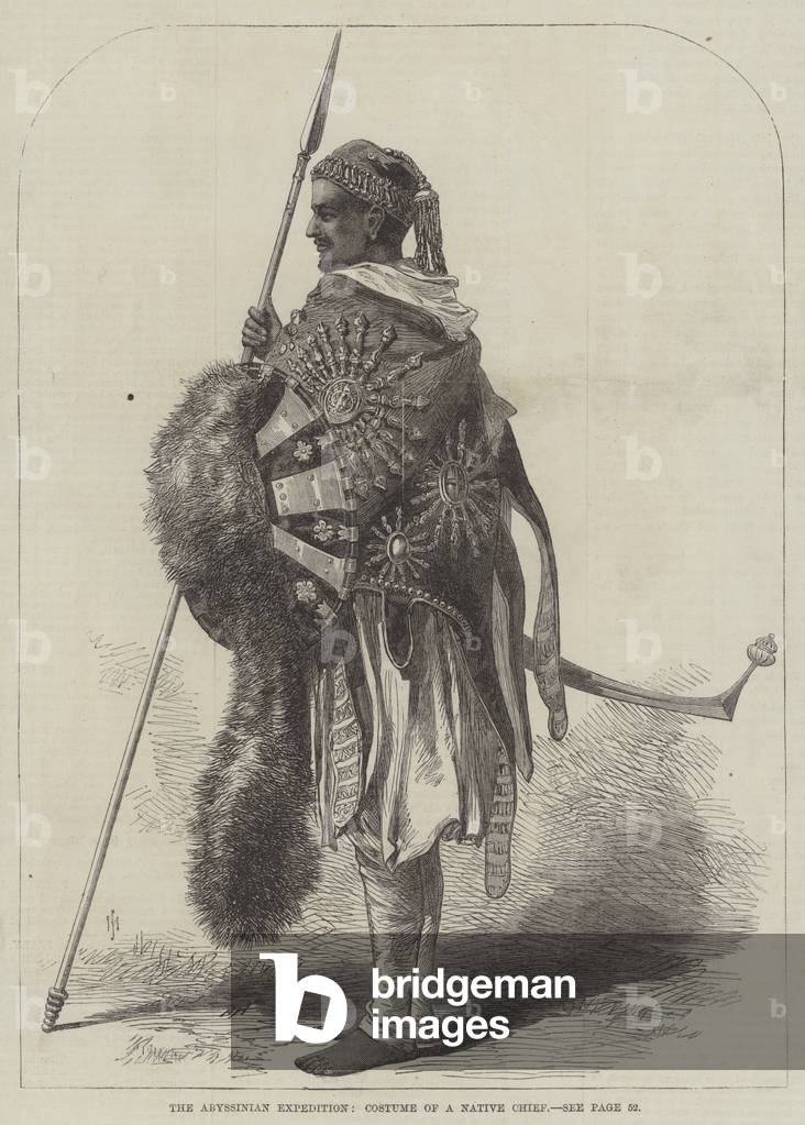 The Abyssinian Expedition, Costume of a Native Chief (engraving)