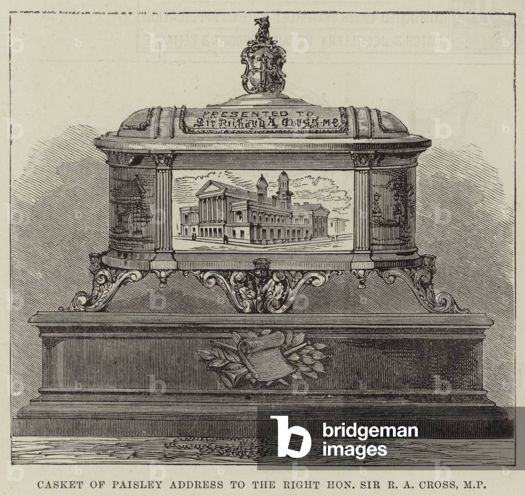 Casket of Paisley Address to the Right Honourable Sir R A Cross, MP (engraving)