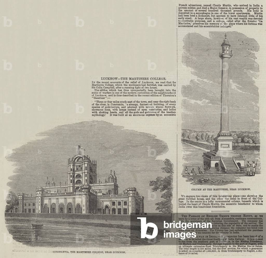 Lucknow, the Martinere College (engraving)