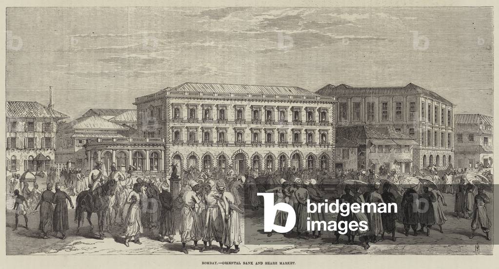 Bombay, Oriental Bank and Share Market (engraving)