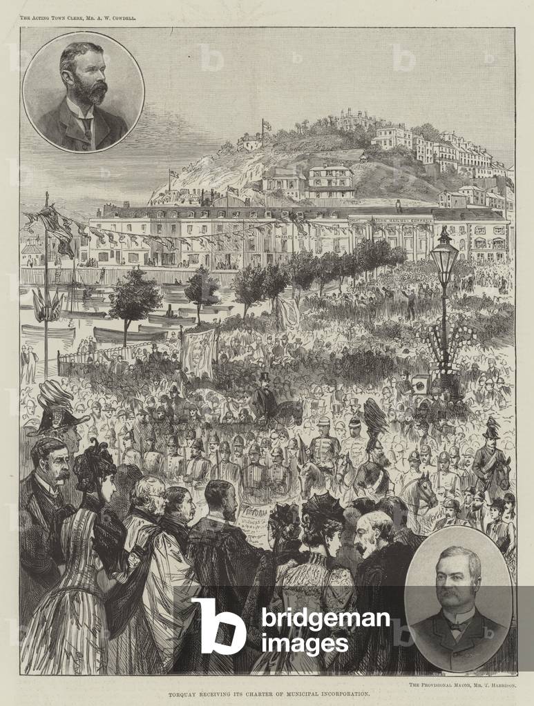 Torquay receiving its Charter of Municipal Incorporation (engraving)
