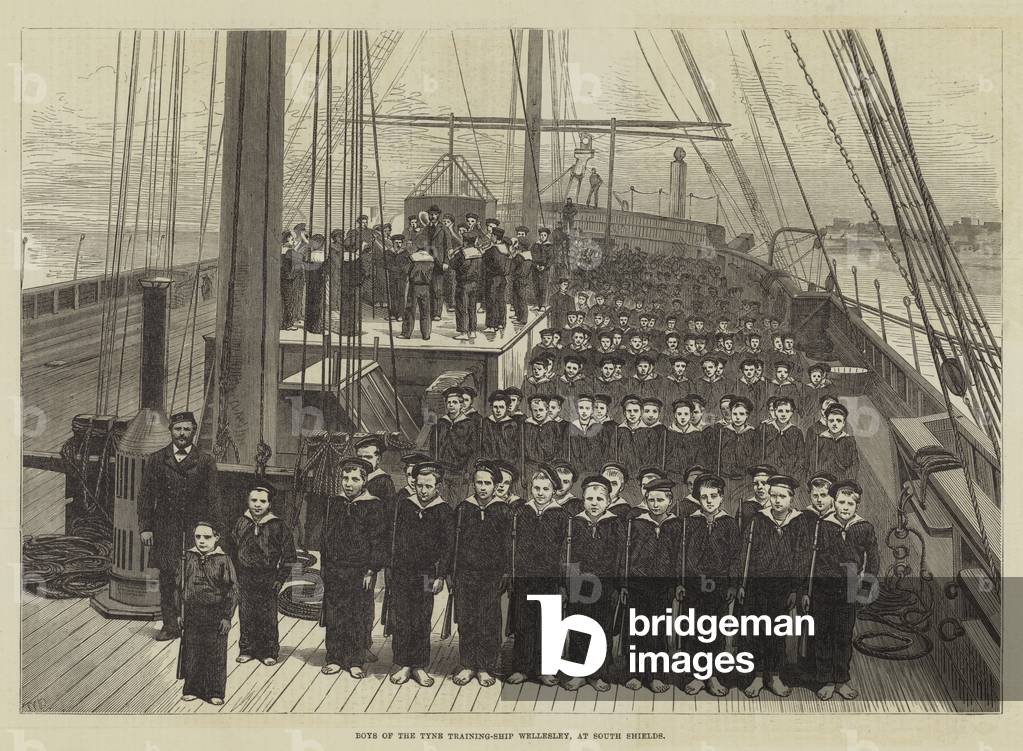 Boys of the Tyne Training-Ship Wellesley, at South Shields (engraving)