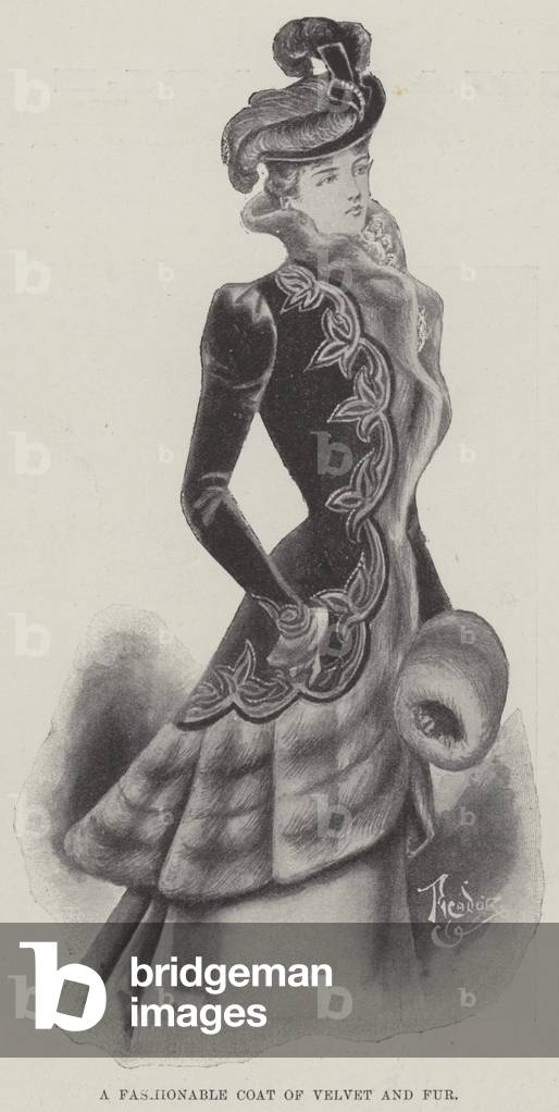 A Fashionable Coat of Velvet and Fur (litho)