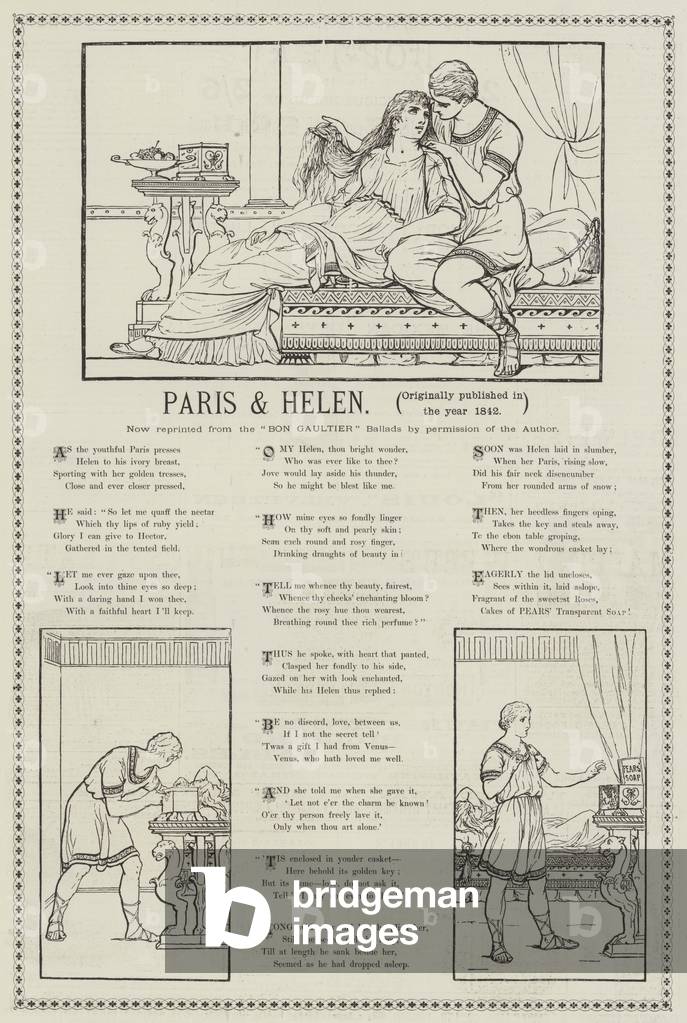 Advertisement, Paris and Helen (engraving)