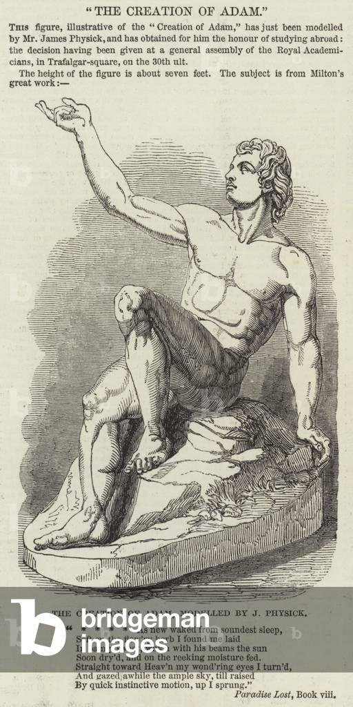 The Creation of Adam, modelled by J Physick (engraving)