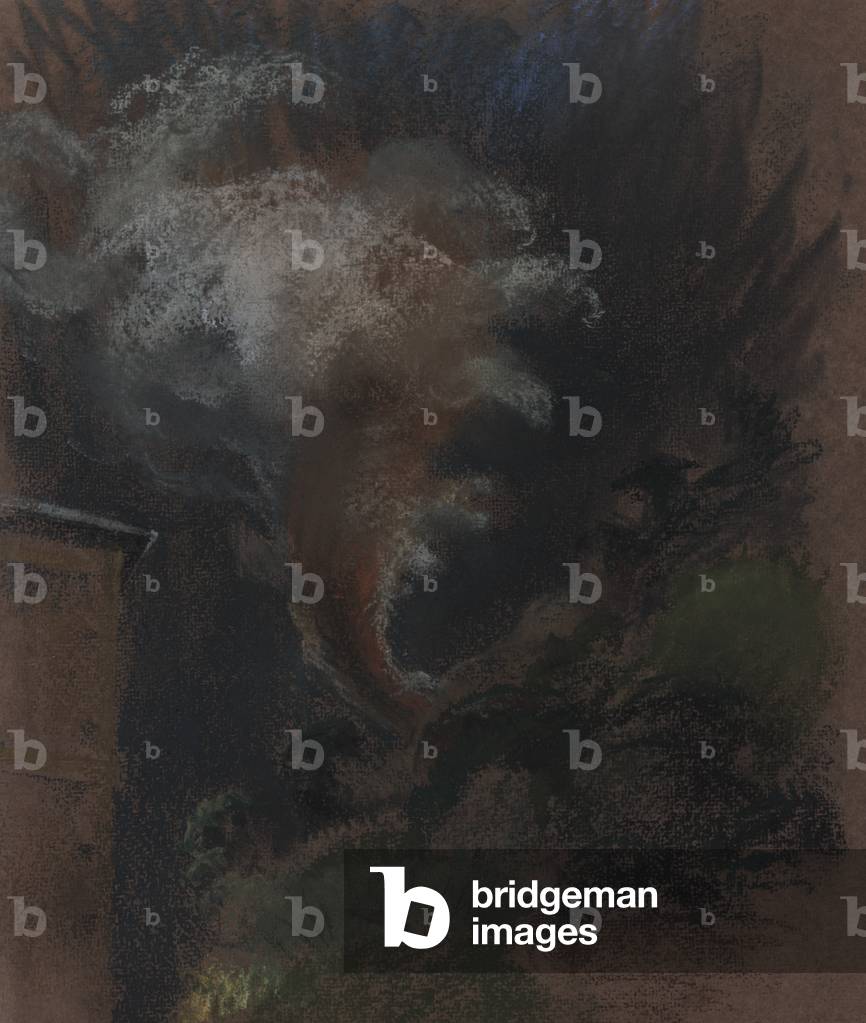 Hill Fire, seen from C.P.O., 1989 (pastel on paper)