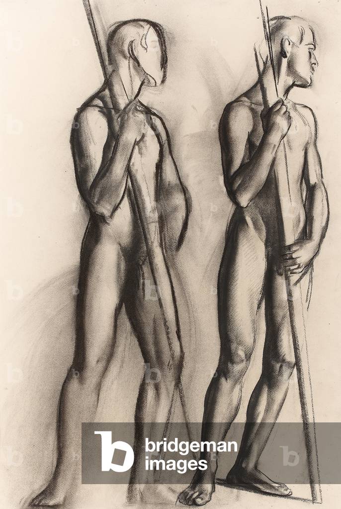 Studies for Olympic Games. Oarsman, c.1930 (black chalk on paper)