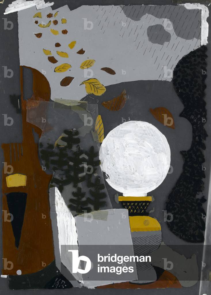 Homage to Verlaine (Chanson d'Automne), 1984 (gouache on clear plastic film)
