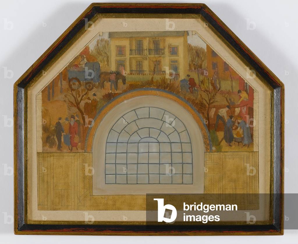 Street scene - design for a mural, c.1925 (oil on paper) 