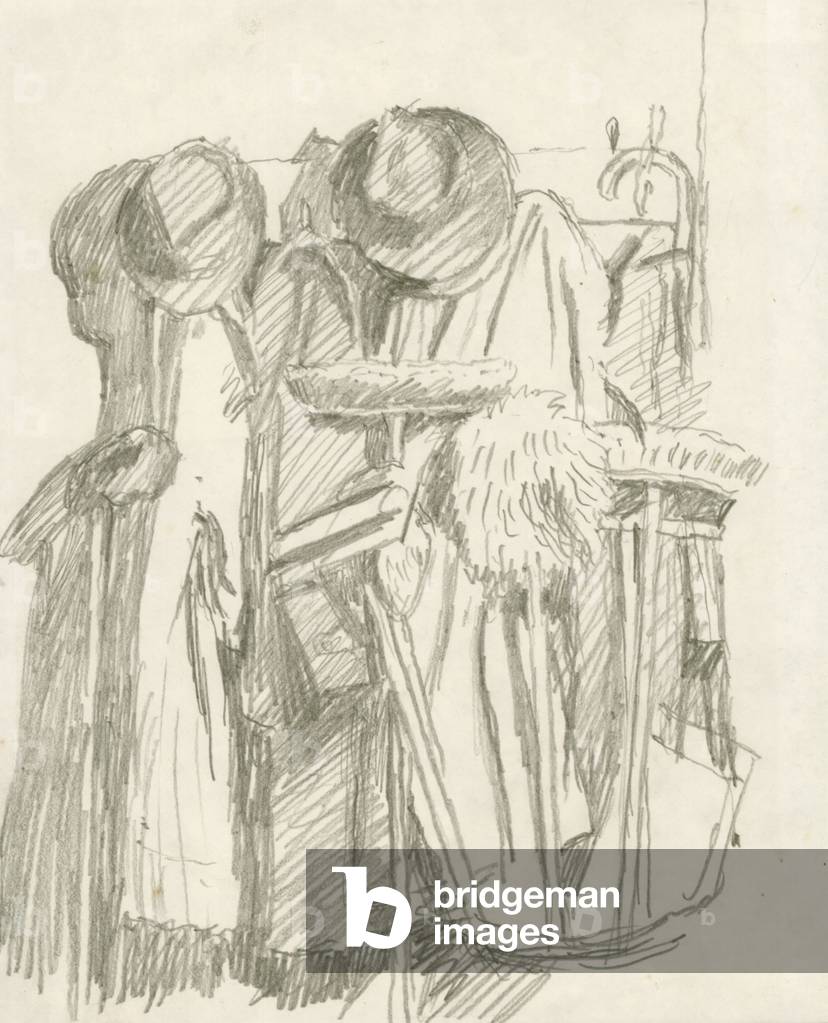 Coats, Hats & Brooms, 1960's (pencil on paper) 